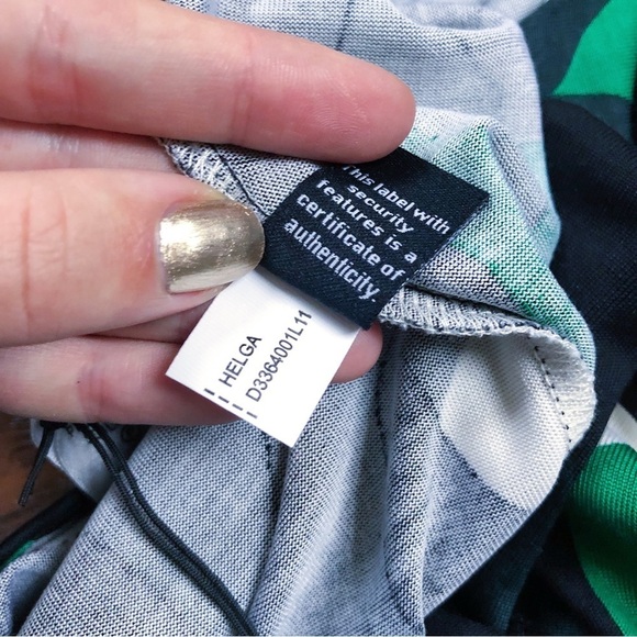 Diane Von Furstenberg • Helga dress black green silk knit sheath geometric print - Picture 8 of 12